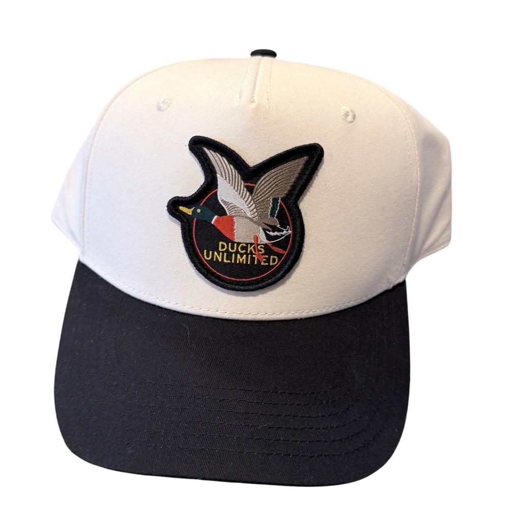 Ducks Unlimited Snapback Hat Cream White Mallard Duck Embroidered Patch Cap